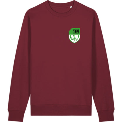 Schweres Unisex Sweatshirt aus Bio-Baumwolle Changer 2.0 STSU178 – ASV-Wappen herzseitig Burgundy Vorderseite