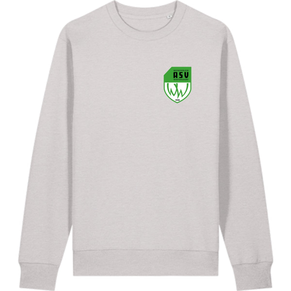 Schweres Unisex Sweatshirt aus Bio-Baumwolle Changer 2.0 STSU178 – ASV-Wappen herzseitig Cool Heather Grey Vorderseite