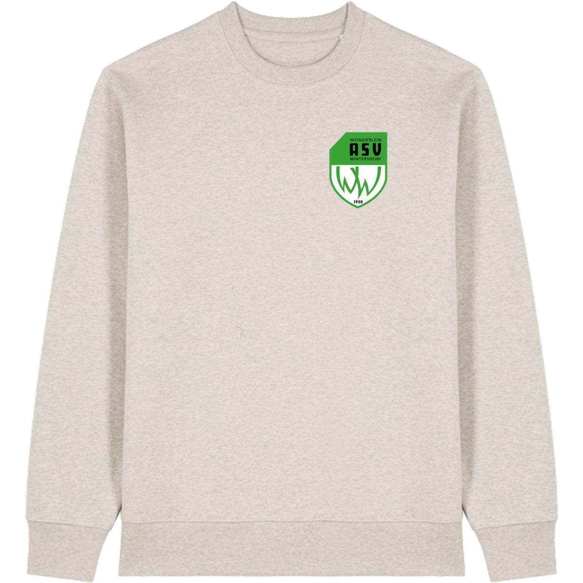 Schweres Unisex Sweatshirt aus Bio-Baumwolle Changer 2.0 STSU178 – ASV-Wappen herzseitig Eco-Heather Vorderseite
