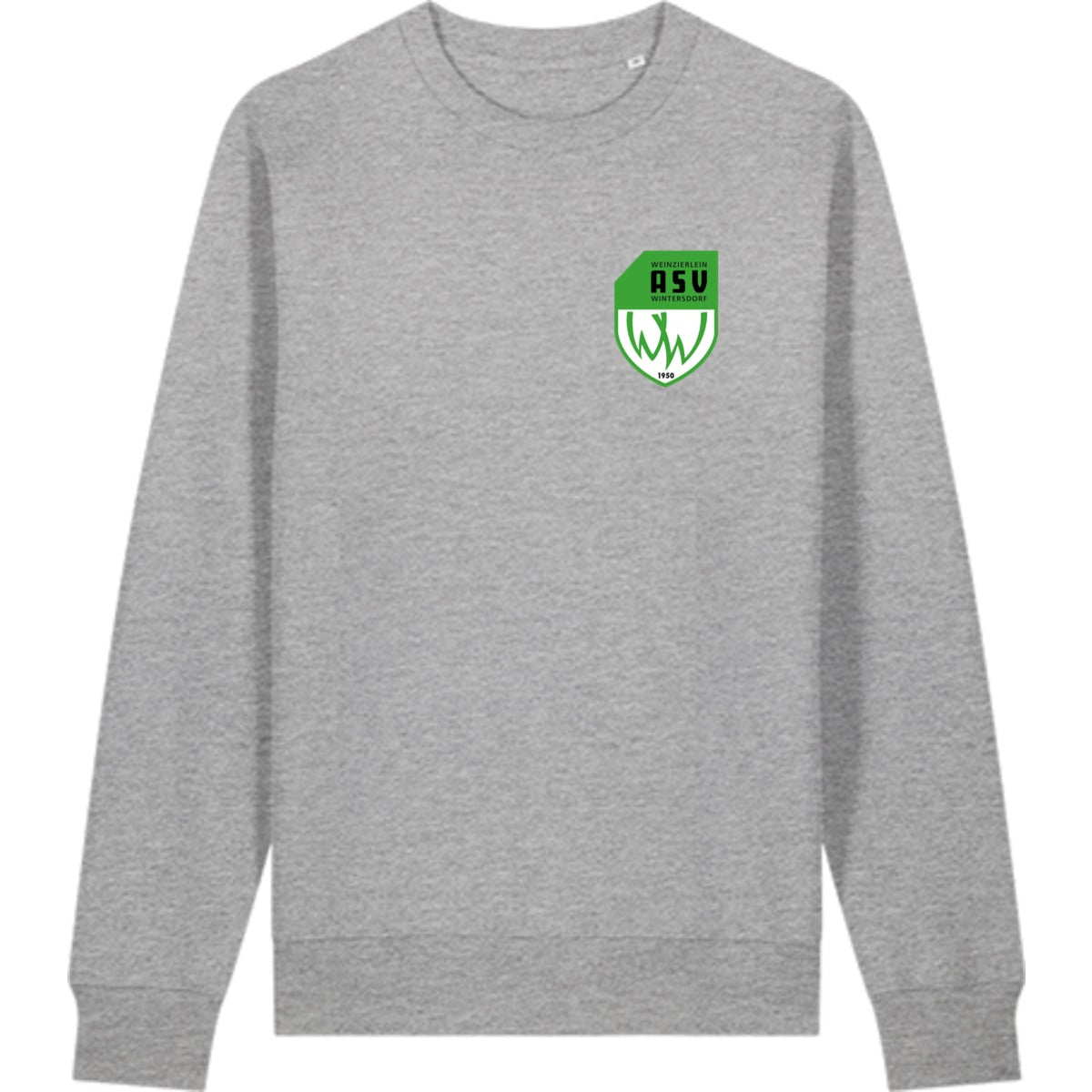 Schweres Unisex Sweatshirt aus Bio-Baumwolle Changer 2.0 STSU178 – ASV-Wappen herzseitig Heather Grey Vorderseite