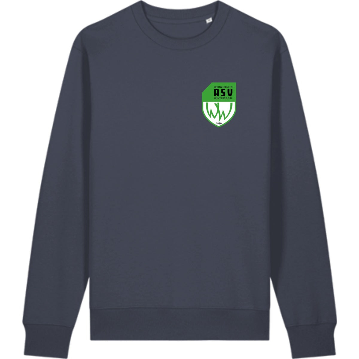 Schweres Unisex Sweatshirt aus Bio-Baumwolle Changer 2.0 STSU178 – ASV-Wappen herzseitig India Ink Grey Vorderseite