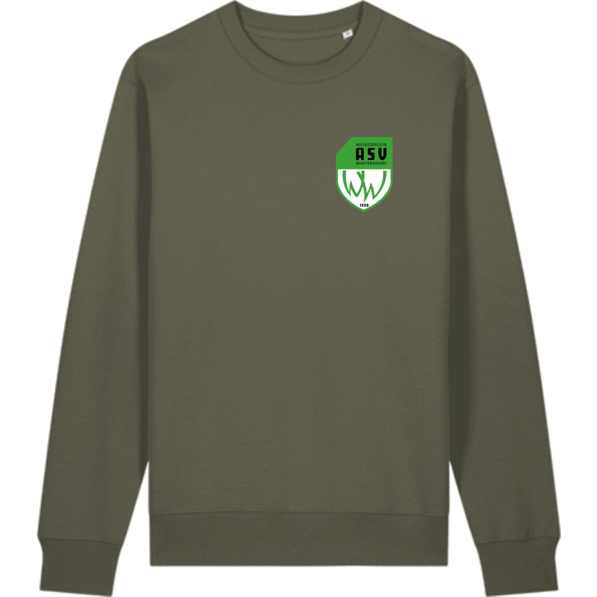 Schweres Unisex Sweatshirt aus Bio-Baumwolle Changer 2.0 STSU178 – ASV-Wappen herzseitig Khaki Vorderseite