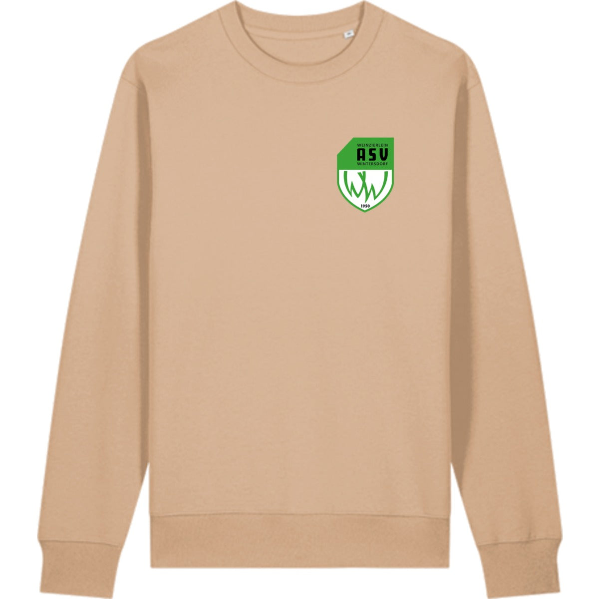 Schweres Unisex Sweatshirt aus Bio-Baumwolle Changer 2.0 STSU178 – ASV-Wappen herzseitig Latte Vorderseite
