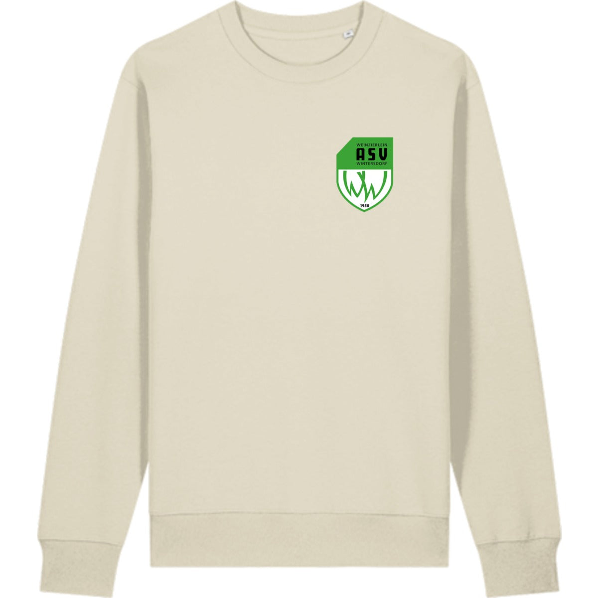 Schweres Unisex Sweatshirt aus Bio-Baumwolle Changer 2.0 STSU178 – ASV-Wappen herzseitig Natural Raw Vorderseite