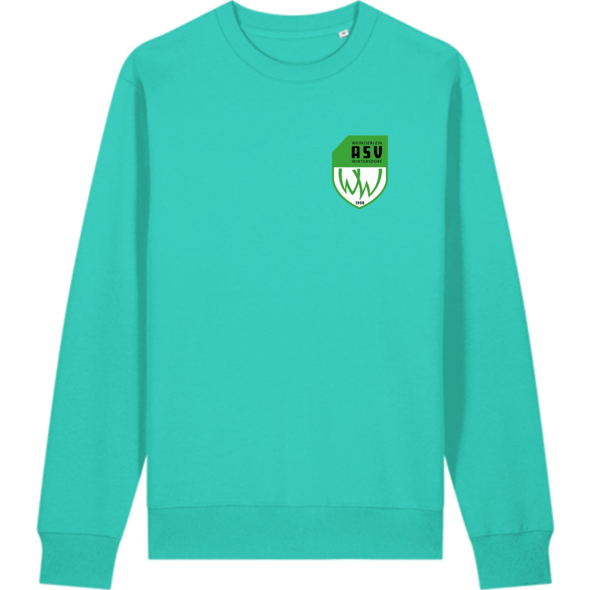 Schweres Unisex Sweatshirt aus Bio-Baumwolle Changer 2.0 STSU178 – ASV-Wappen herzseitig Pool Blue Vorderseite