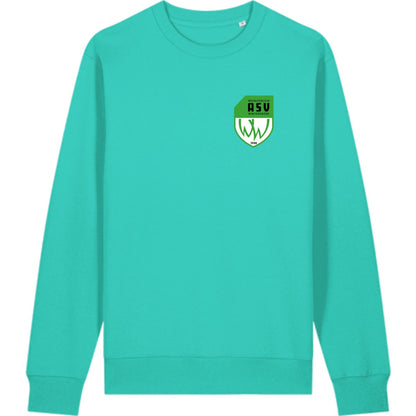 Schweres Unisex Sweatshirt aus Bio-Baumwolle Changer 2.0 STSU178 – ASV-Wappen herzseitig Pool Blue Vorderseite