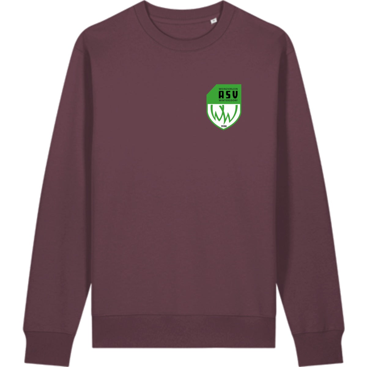 Schweres Unisex Sweatshirt aus Bio-Baumwolle Changer 2.0 STSU178 – ASV-Wappen herzseitig Red Brown Vorderseite