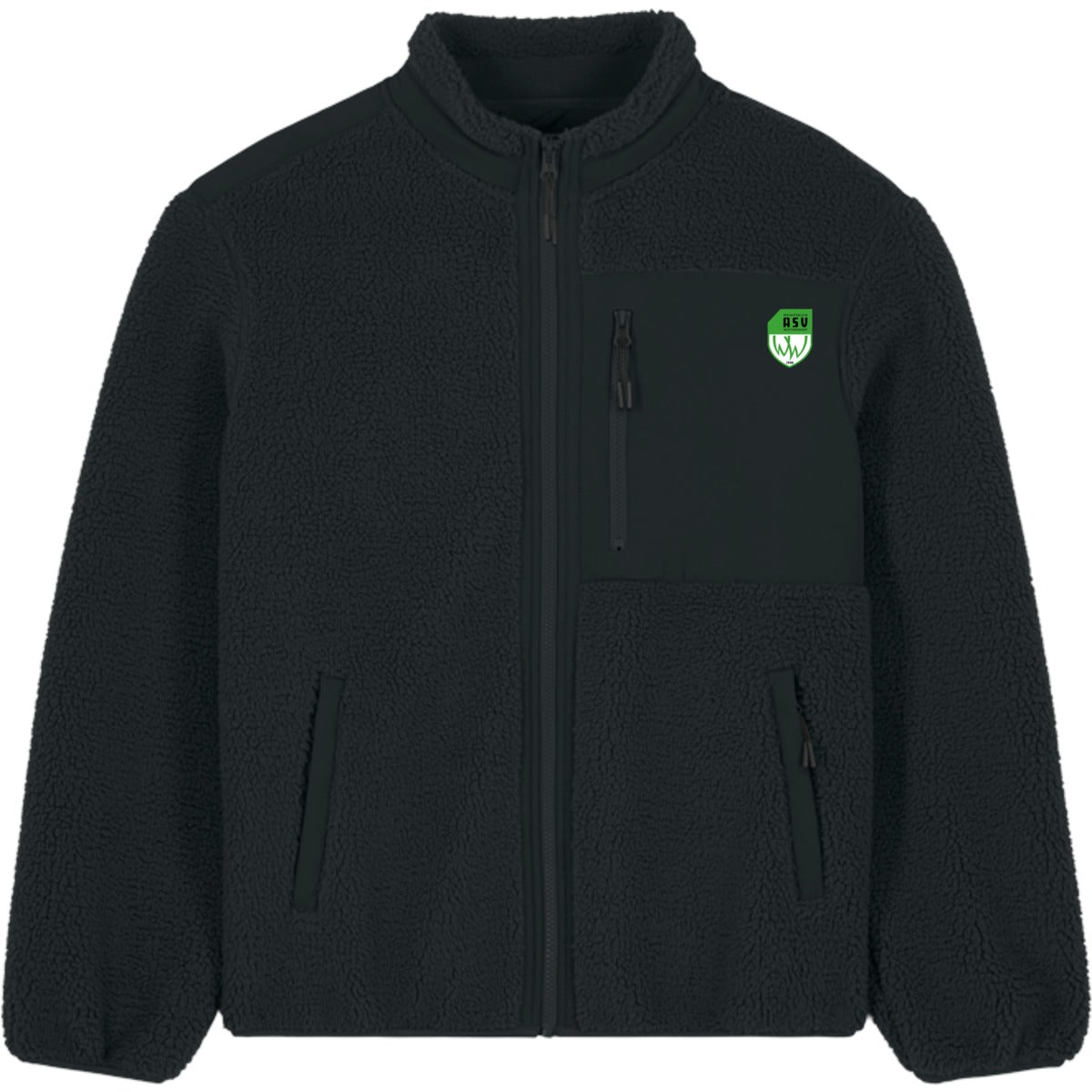 Warme Sherpa Unisex Jacke Brooker STJU248 – ASV-Wappen herzseitig Black Vorderseite