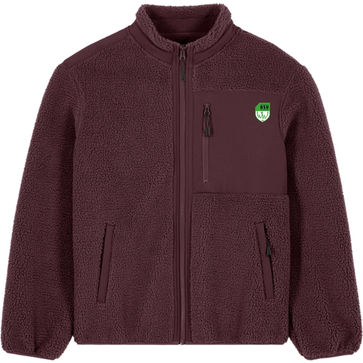 Warme Sherpa Unisex Jacke Brooker STJU248 – ASV-Wappen herzseitig Red Brown Vorderseite