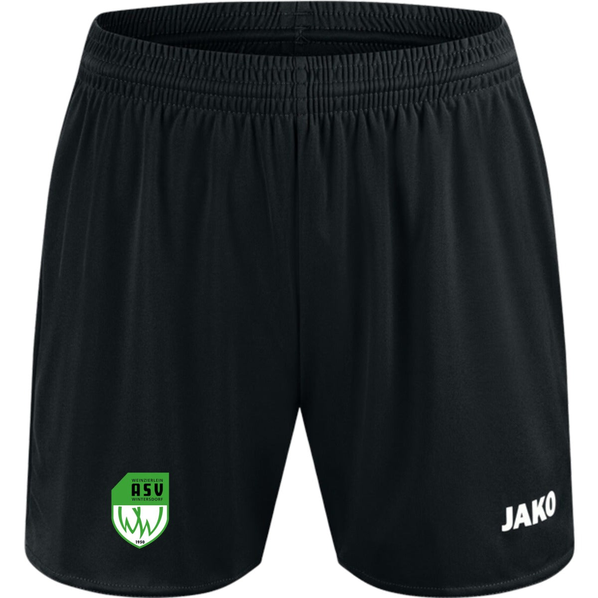 JAKO Sporthose Manchester 2.0 ohne Innenslip Damen 4400D – ASV-Wappen am Bein Schwarz Vorderseite