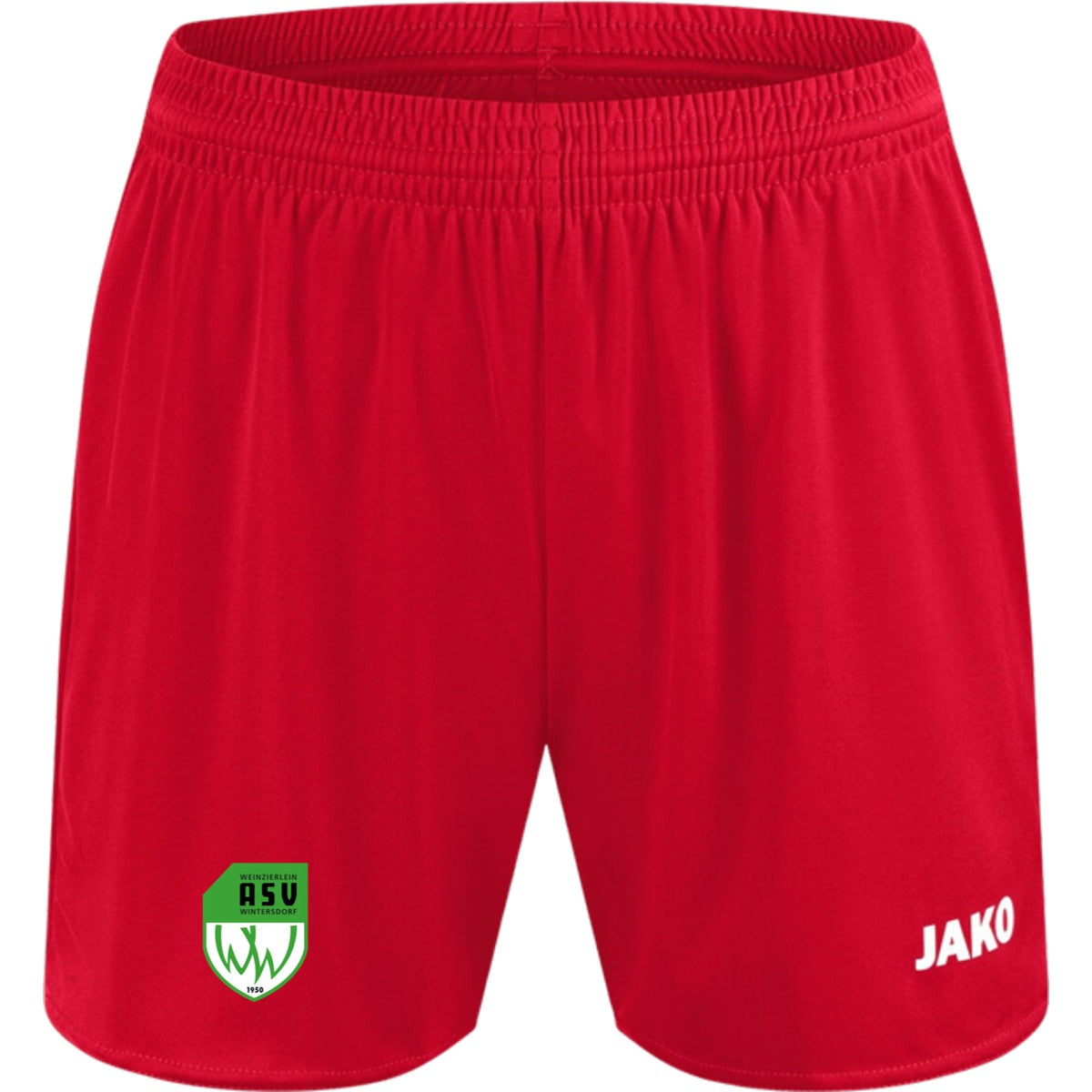 JAKO Sporthose Manchester 2.0 ohne Innenslip Damen 4400D – ASV-Wappen am Bein Sportrot Vorderseite