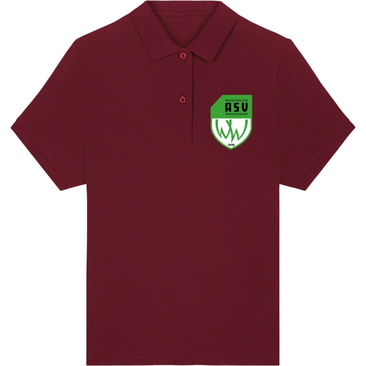 Das ikonische Damen-Polo Coaster STPW977 – ASV-Wappen herzseitig Burgundy Vorderseite
