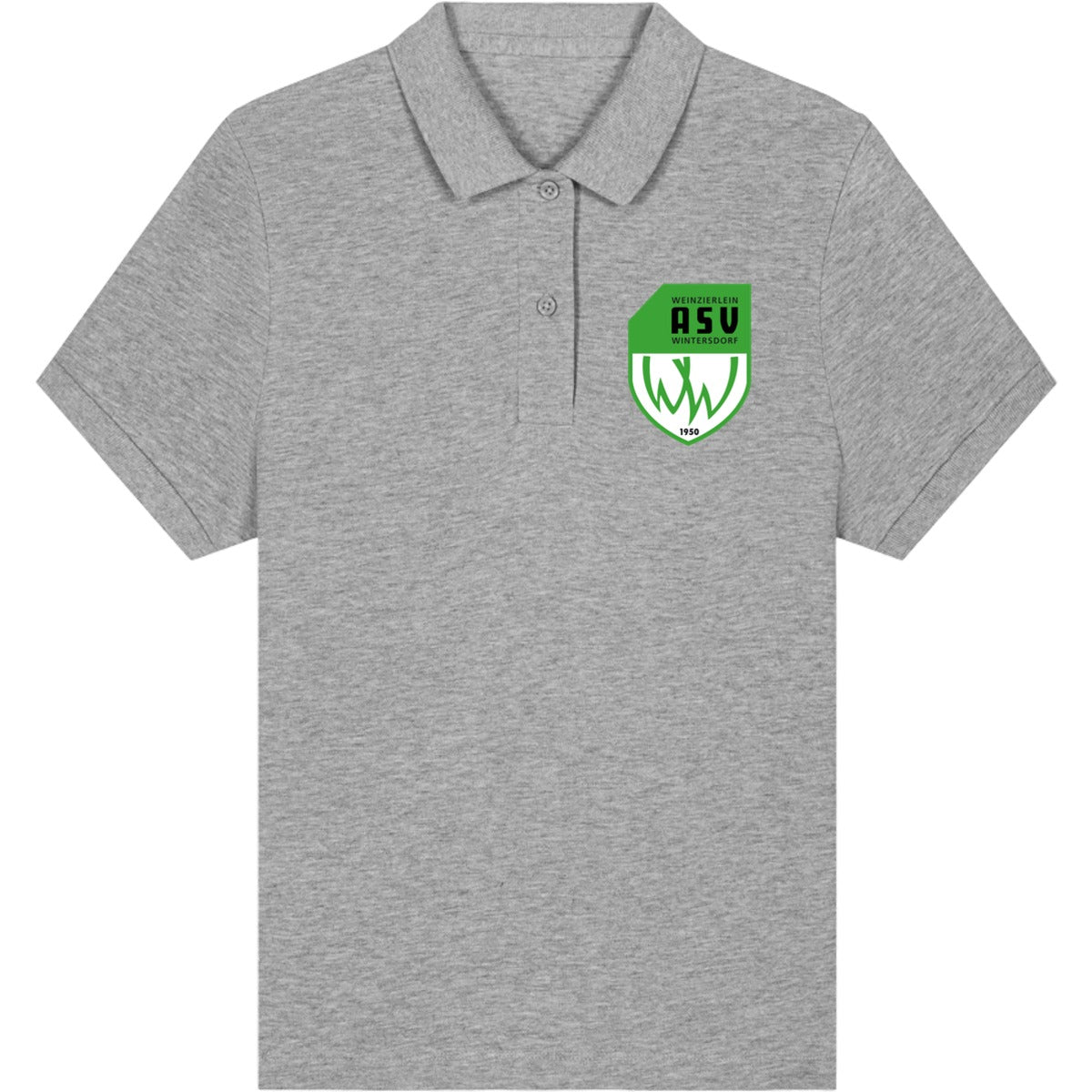Das ikonische Damen-Polo Coaster STPW977 – ASV-Wappen herzseitig Heather Grey Vorderseite