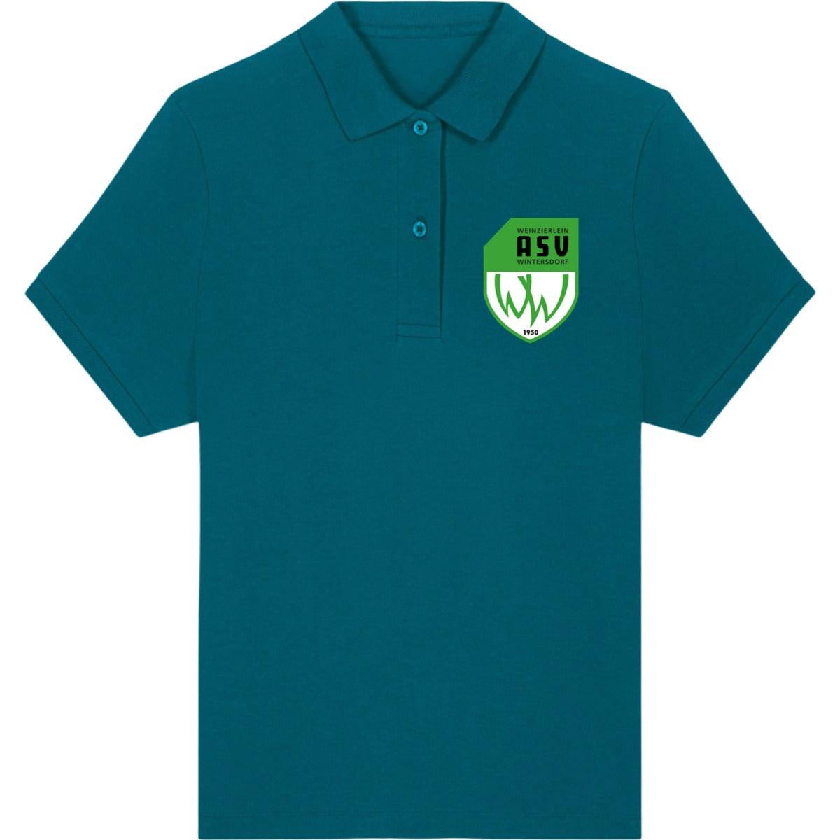 Das ikonische Damen-Polo Coaster STPW977 – ASV-Wappen herzseitig Ocean Depth Vorderseite