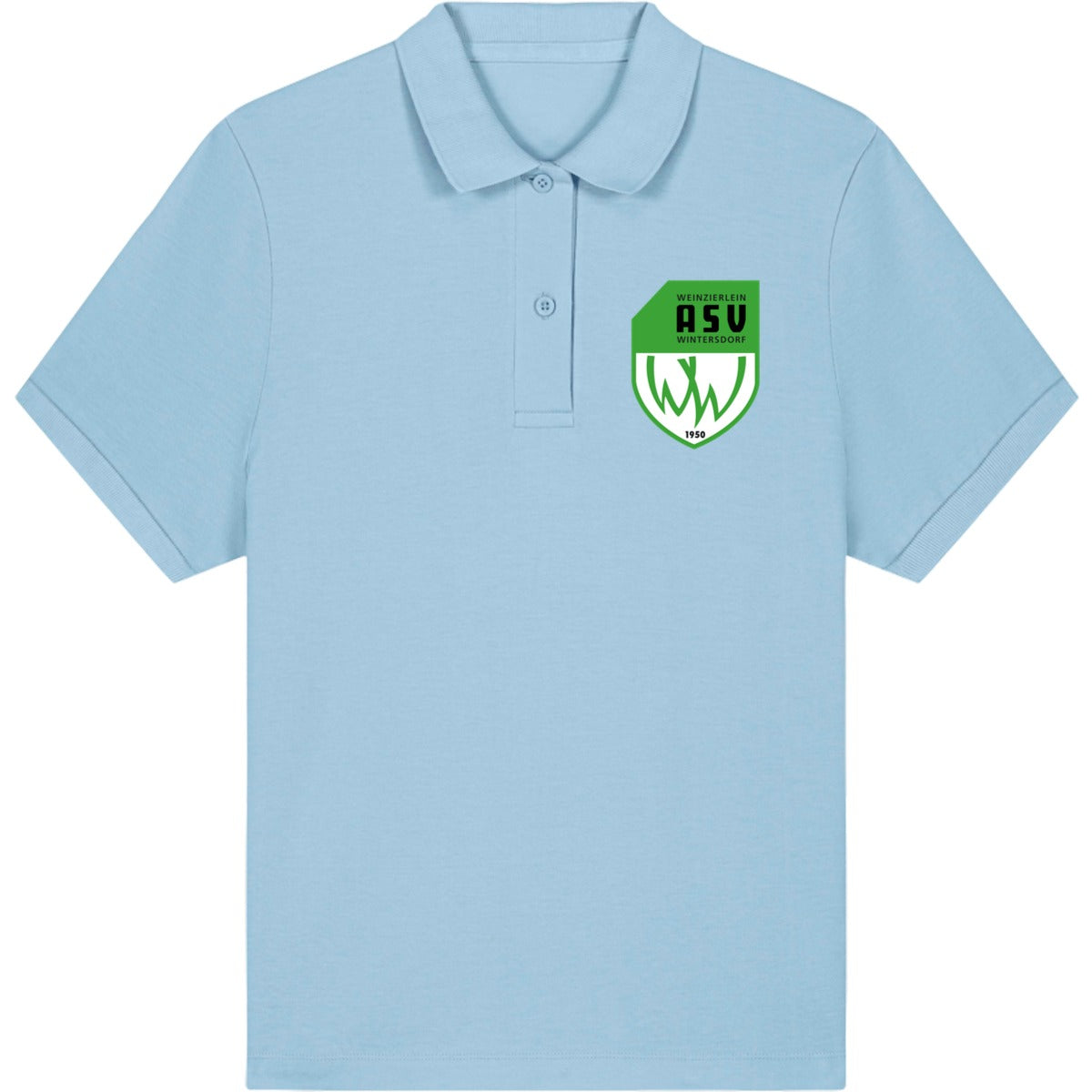 Das ikonische Damen-Polo Coaster STPW977 – ASV-Wappen herzseitig Sky Blue Vorderseite