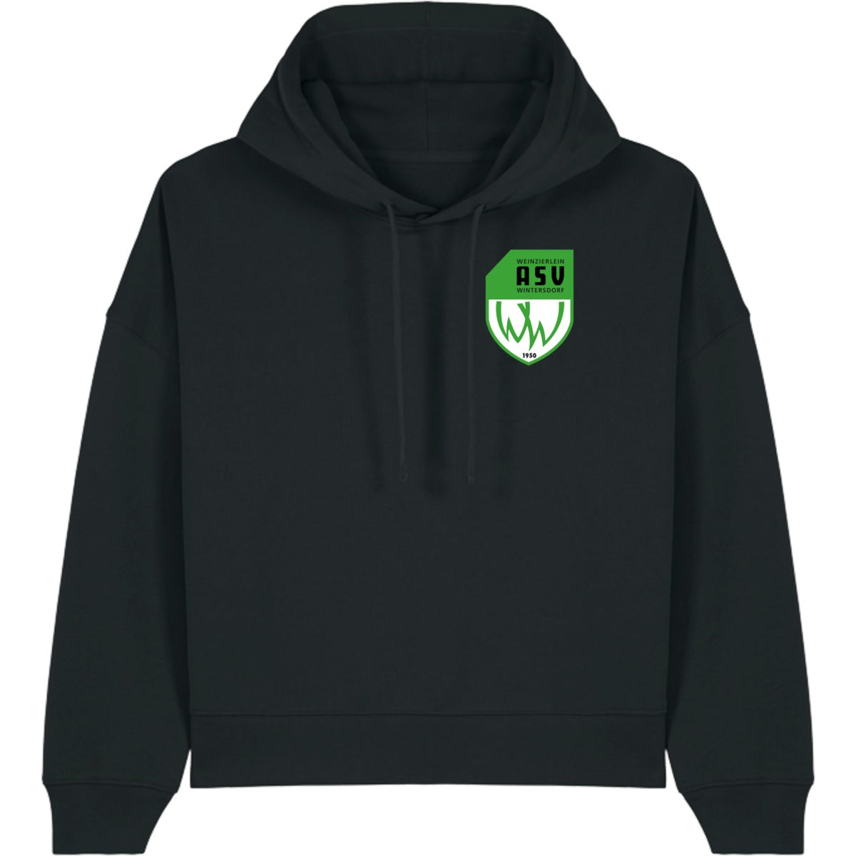 Nachhaltiger Damen Hoodie Stella Nora STSW213 – ASV-Wappen herzseitig Black Vorderseite