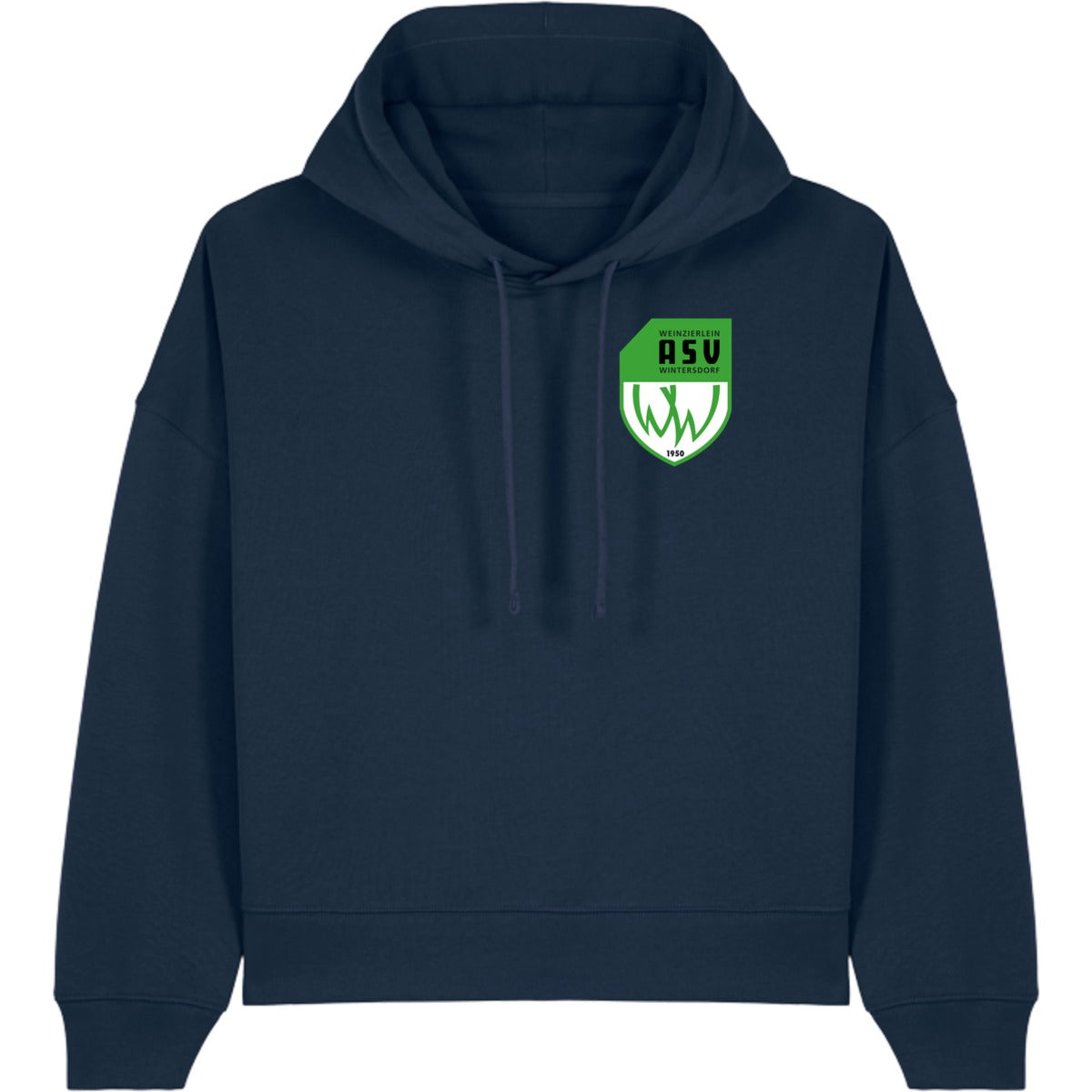 Nachhaltiger Damen Hoodie Stella Nora STSW213 – ASV-Wappen herzseitig French Navy Vorderseite