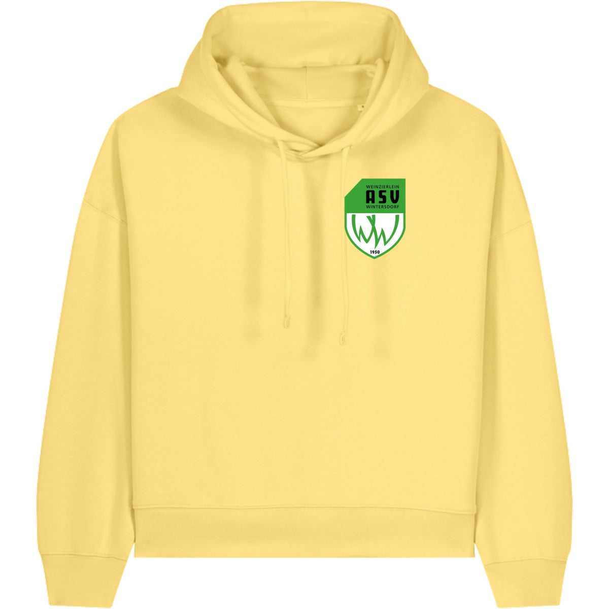 Nachhaltiger Damen Hoodie Stella Nora STSW213 – ASV-Wappen herzseitig Viva Yellow Vorderseite