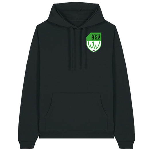 Oversize-Hoodie aus Bio-Baumwolle Slammer 2.0 STSU209 – ASV-Wappen herzseitig Black Vorderseite