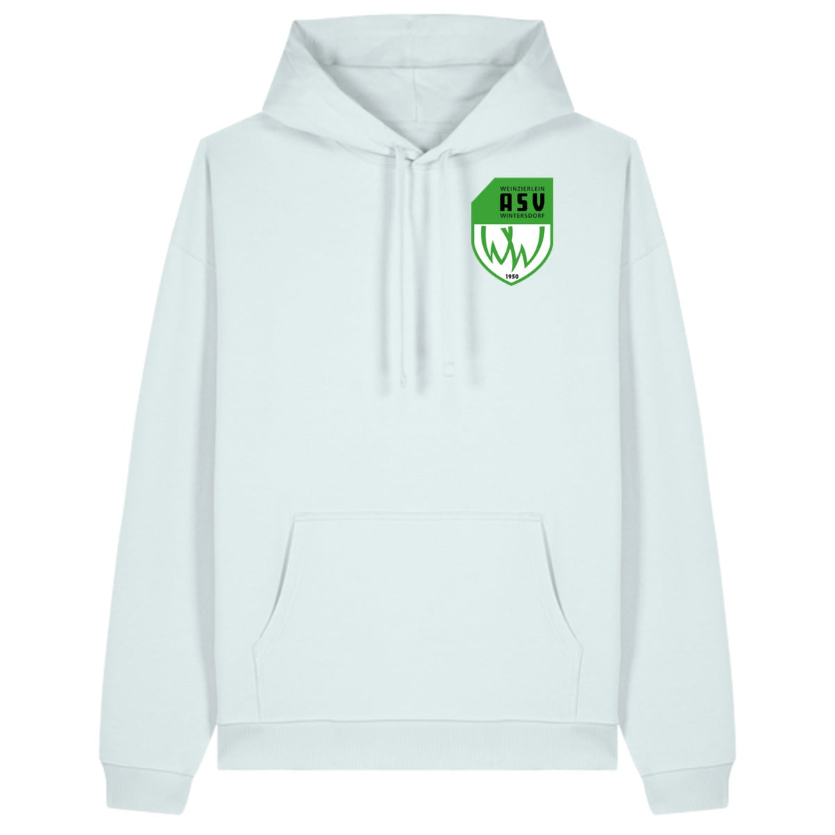 Oversize-Hoodie aus Bio-Baumwolle Slammer 2.0 STSU209 – ASV-Wappen herzseitig Blue Ice Vorderseite