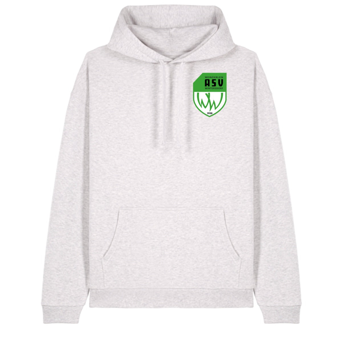 Oversize-Hoodie aus Bio-Baumwolle Slammer 2.0 STSU209 – ASV-Wappen herzseitig Cool Heather Grey Vorderseite