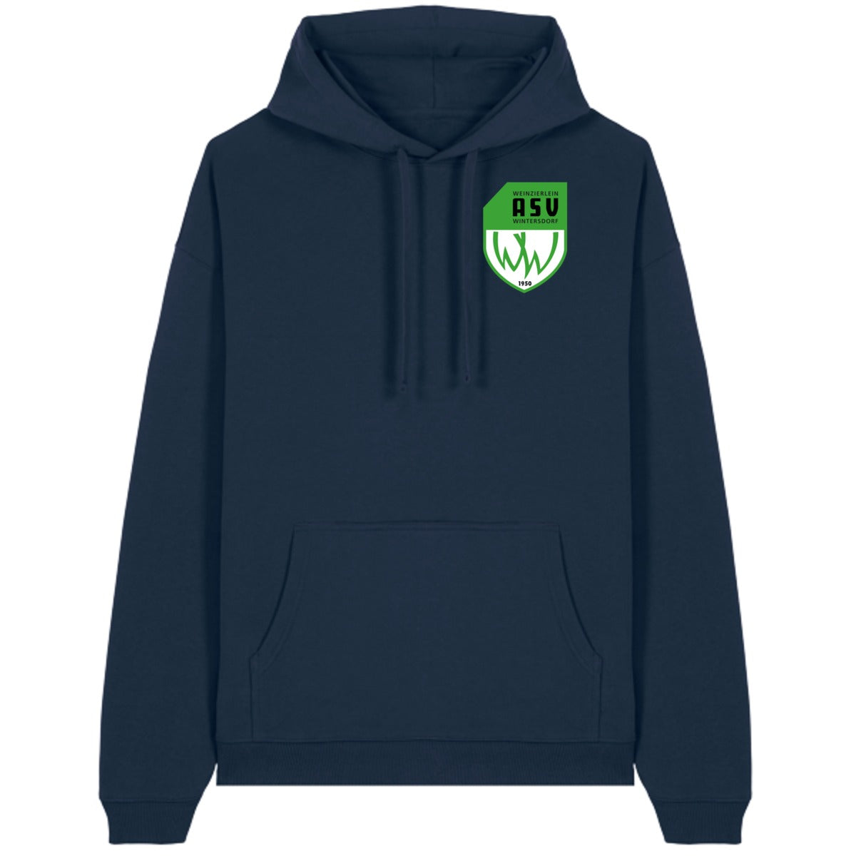 Oversize-Hoodie aus Bio-Baumwolle Slammer 2.0 STSU209 – ASV-Wappen herzseitig French Navy Vorderseite