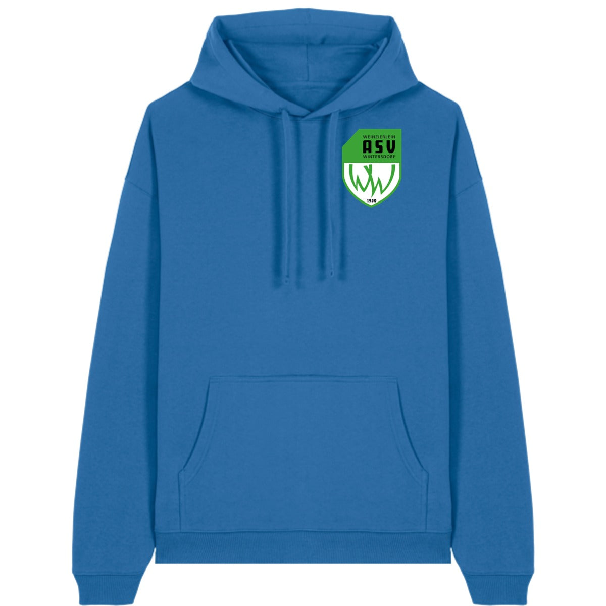 Oversize-Hoodie aus Bio-Baumwolle Slammer 2.0 STSU209 – ASV-Wappen herzseitig Mindful Blue Vorderseite