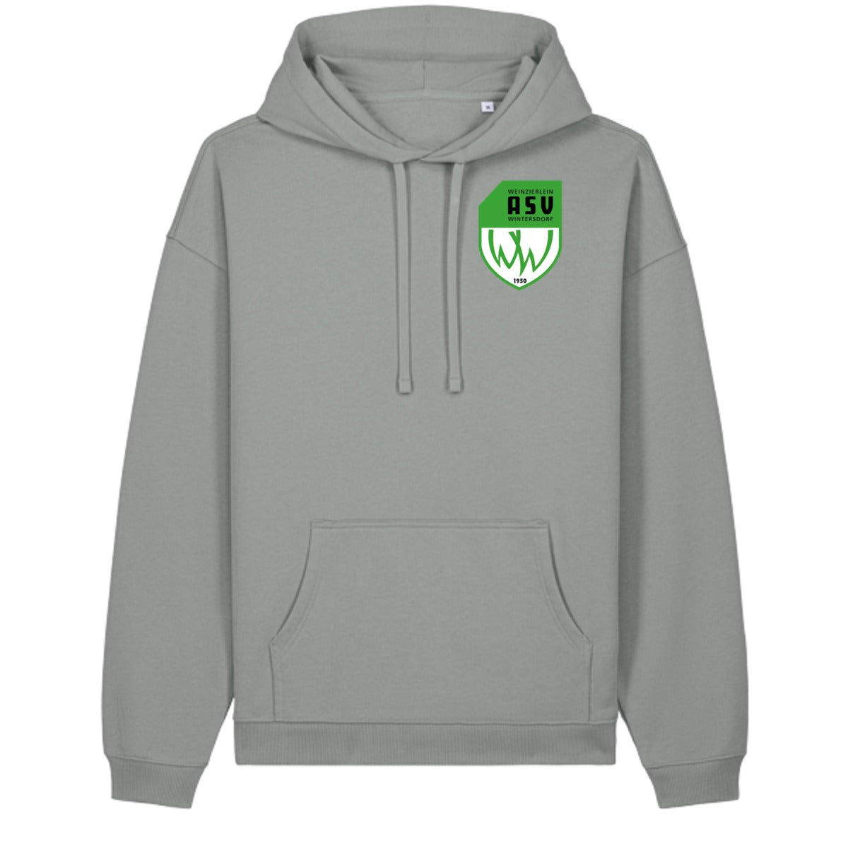 Oversize-Hoodie aus Bio-Baumwolle Slammer 2.0 STSU209 – ASV-Wappen herzseitig Misty Grey Vorderseite