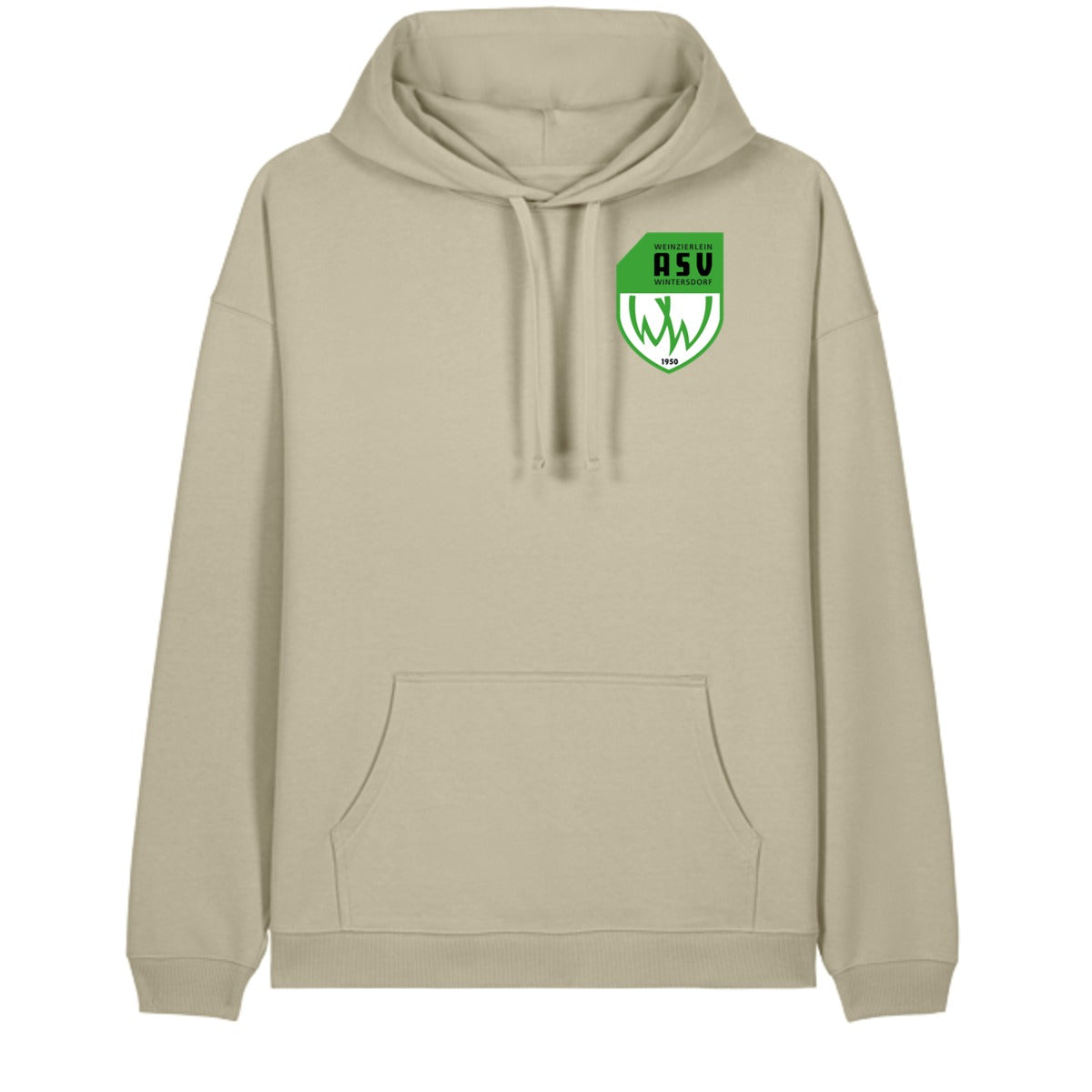 Oversize-Hoodie aus Bio-Baumwolle Slammer 2.0 STSU209 – ASV-Wappen herzseitig Stone Vorderseite
