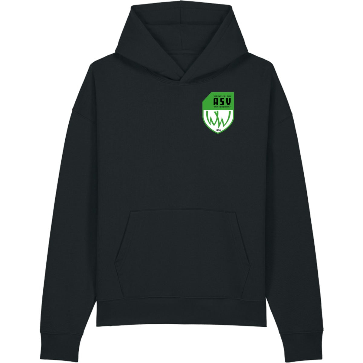 Lässiger Kapuzenpullover Chaser Unisex Hoodie STSU077 – ASV-Wappen herzseitig Black Vorderseite