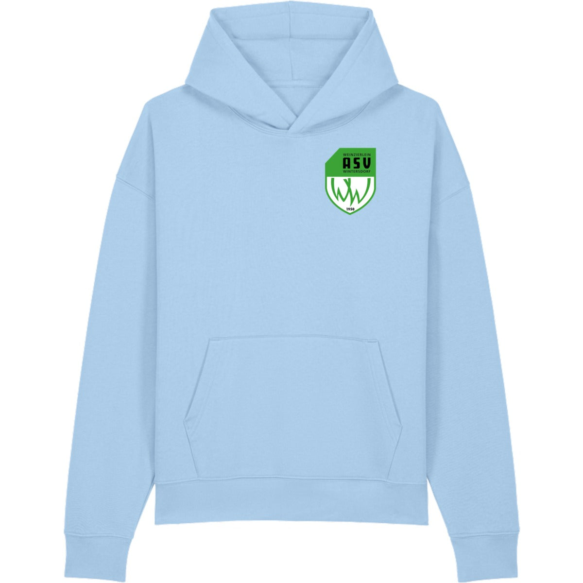 Lässiger Kapuzenpullover Chaser Unisex Hoodie STSU077 – ASV-Wappen herzseitig Blue Soul Vorderseite