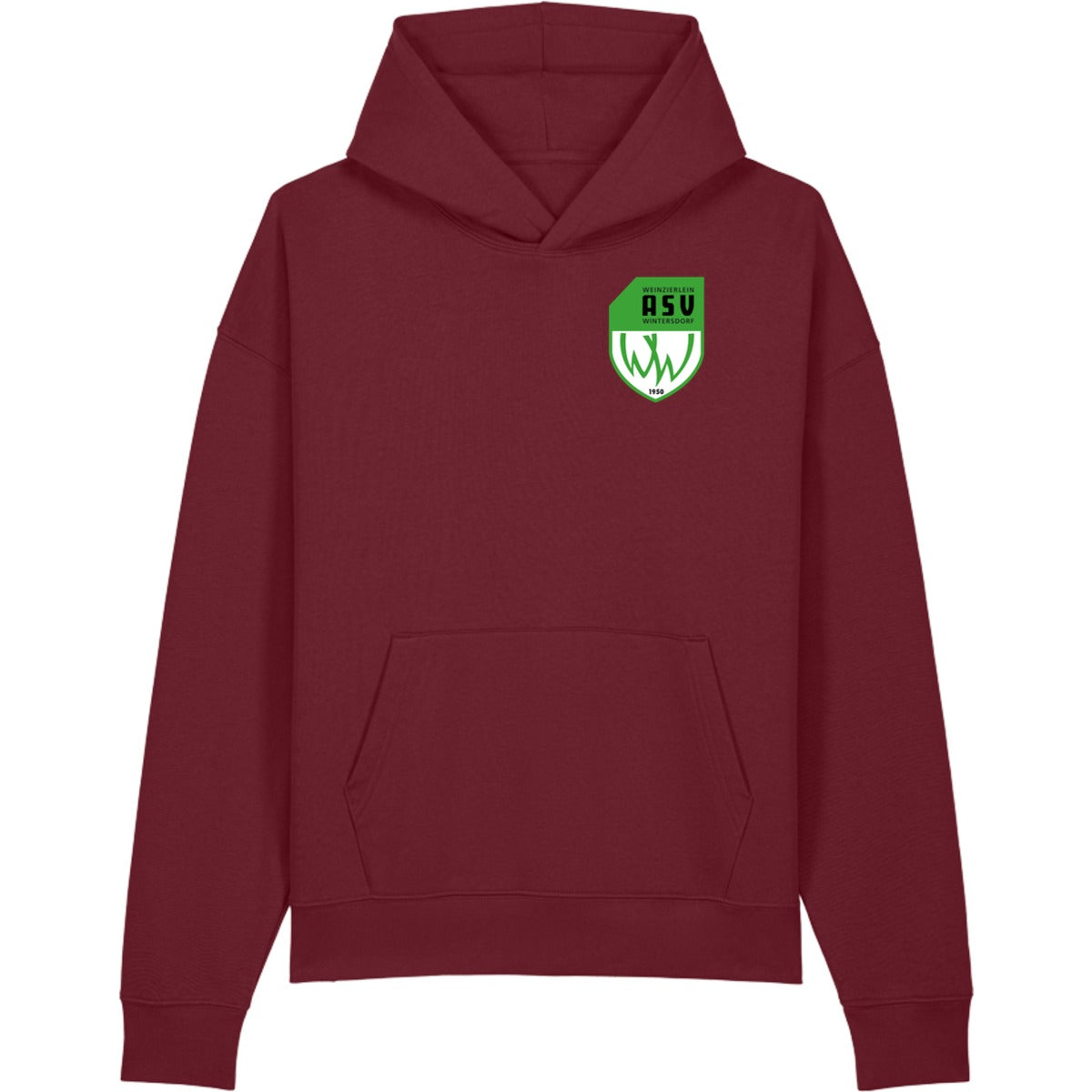 Lässiger Kapuzenpullover Chaser Unisex Hoodie STSU077 – ASV-Wappen herzseitig Burgundy Vorderseite