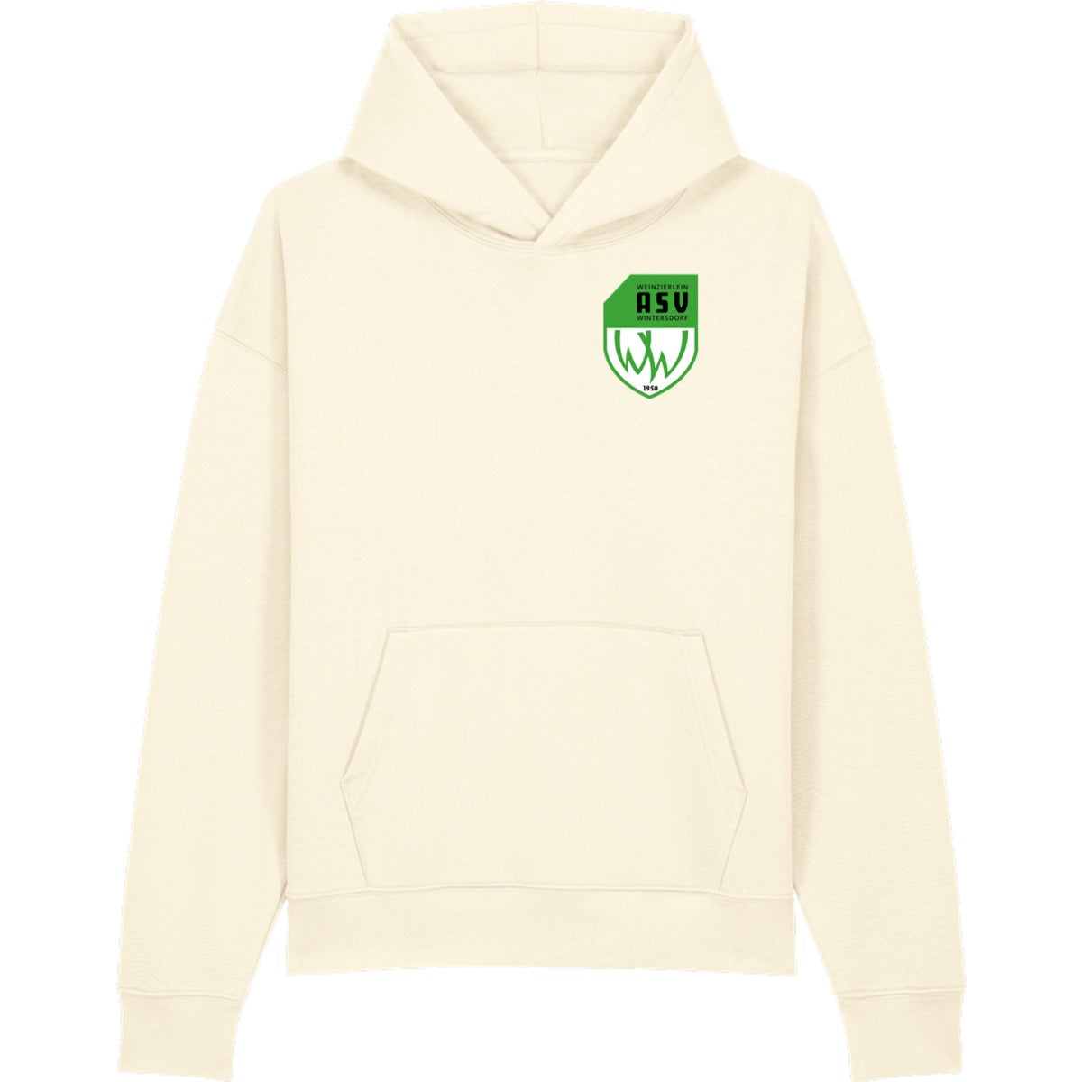Lässiger Kapuzenpullover Chaser Unisex Hoodie STSU077 – ASV-Wappen herzseitig Cream Vorderseite