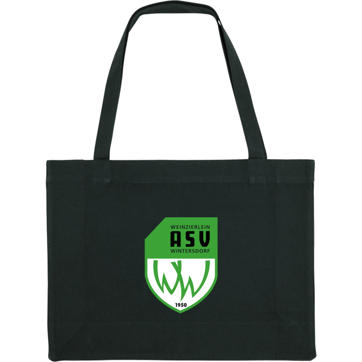 Nachhaltiger Canvas Shopping Bag personalisierbar STAU762 – ASV-Wappen mittig groß Black Vorderseite
