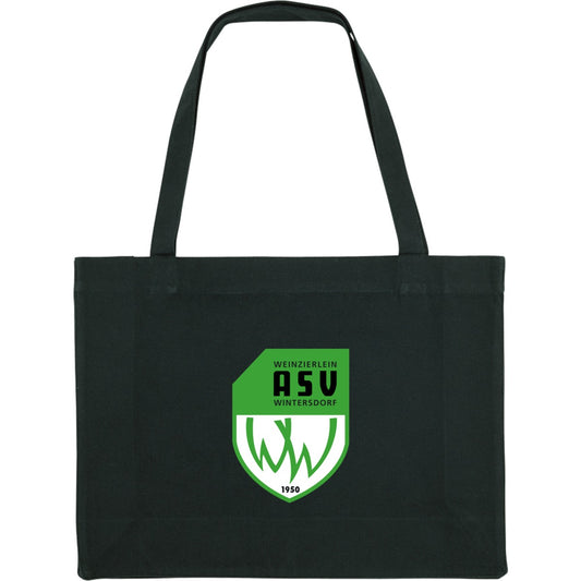 Nachhaltiger Canvas Shopping Bag personalisierbar STAU762 – ASV-Wappen mittig groß Black Vorderseite