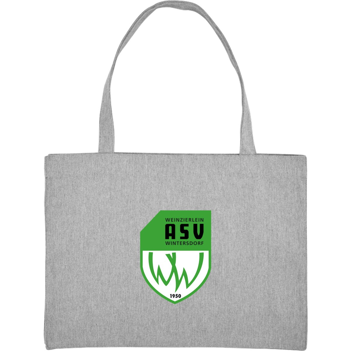 Nachhaltiger Canvas Shopping Bag personalisierbar STAU762 – ASV-Wappen mittig groß Heather Grey Vorderseite