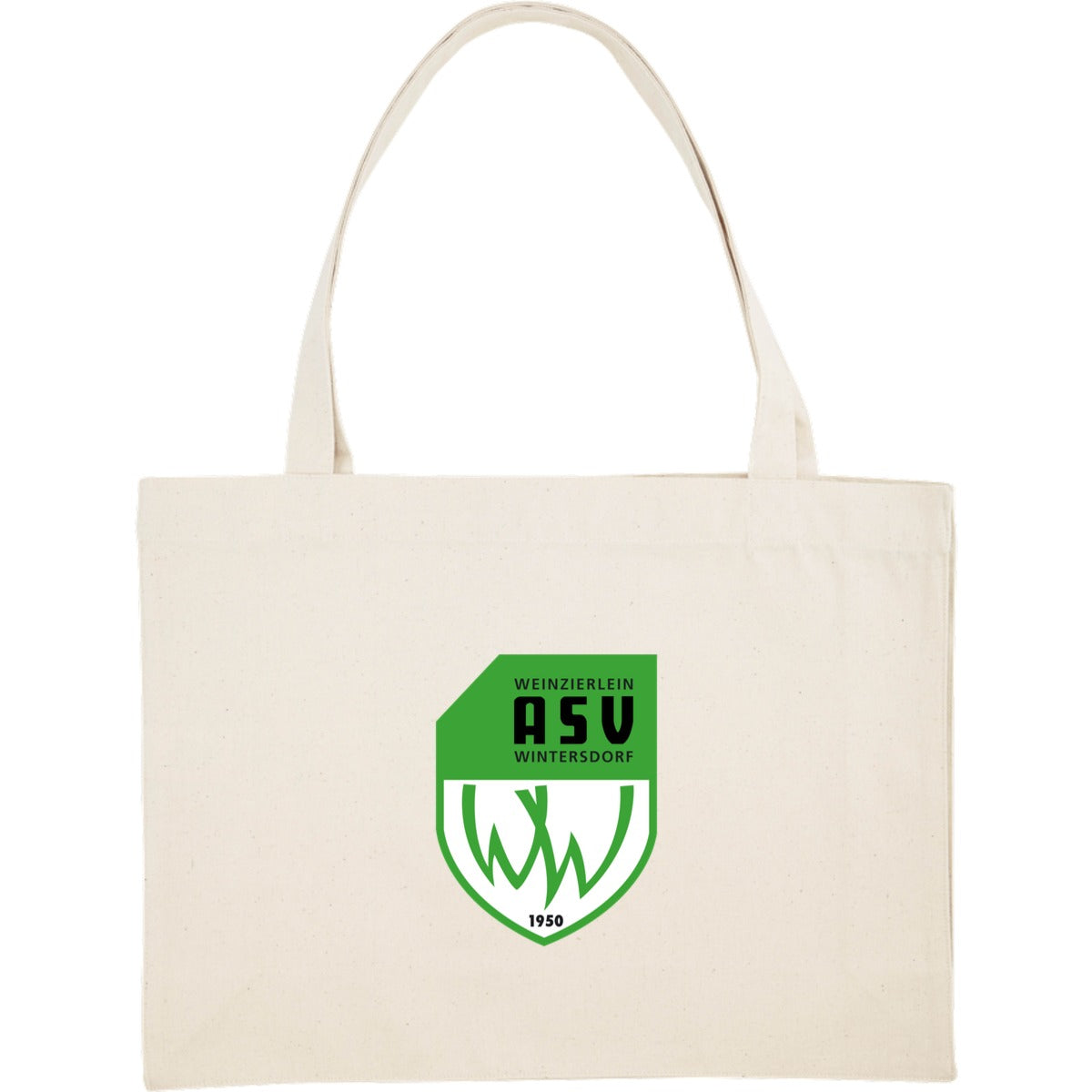 Nachhaltiger Canvas Shopping Bag personalisierbar STAU762 – ASV-Wappen mittig groß Natural Vorderseite