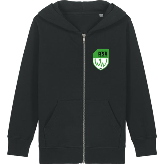 Kinder Hoodie mit Reißverschluss Mini Cultivator 2.0 STSK182 – ASV-Wappen herzseitig Black Vorderseite