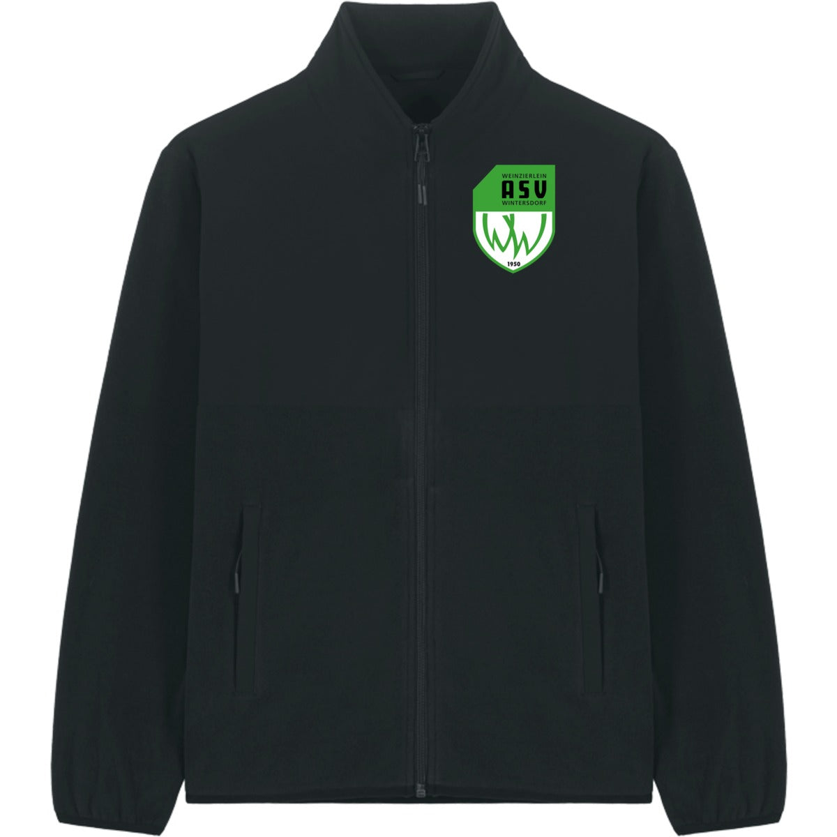 Unisex Fleecejacke aus recyleten Materialien Trekker STJU242 – ASV-Wappen herzseitig Black Vorderseite