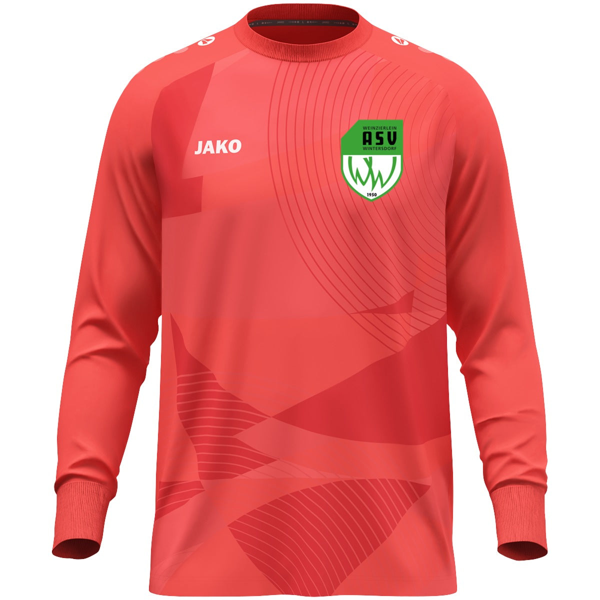 JAKO Torwart Trikot River aus recyceltem Polyester 8946 – ASV-Wappen herzseitig Coral Vorderseite