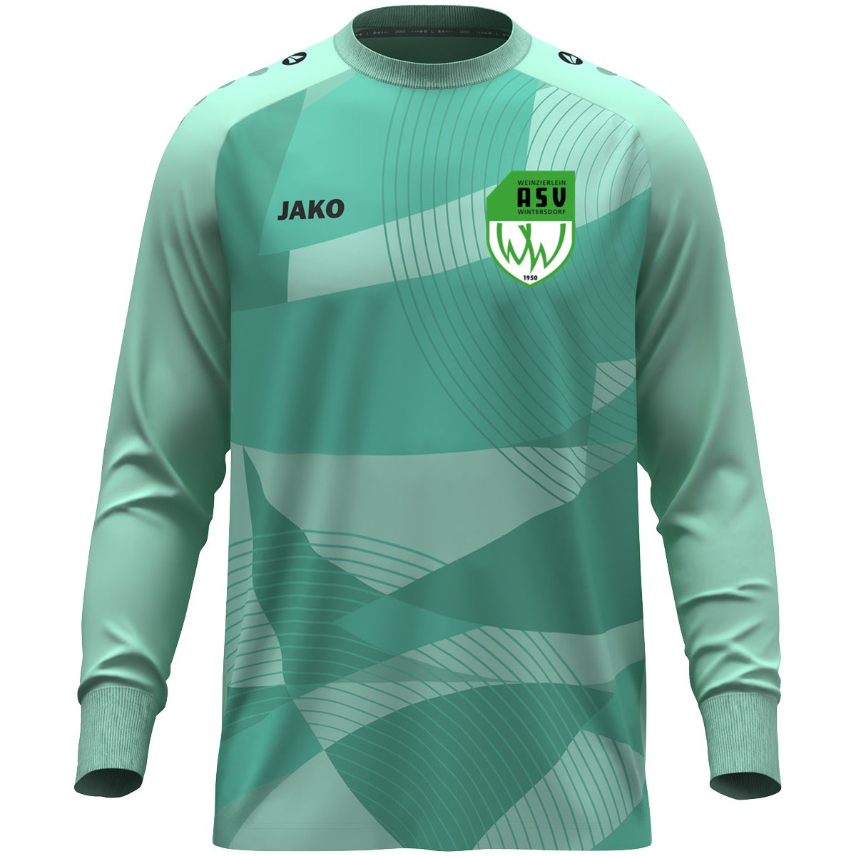 JAKO Torwart Trikot River aus recyceltem Polyester 8946 – ASV-Wappen herzseitig Minze Vorderseite