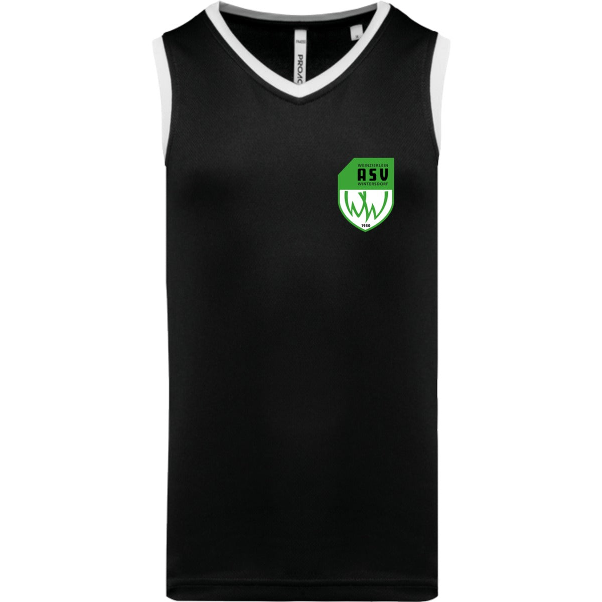 Basketballtrikot Herren PA4050 – ASV-Wappen herzseitig Black/White Vorderseite