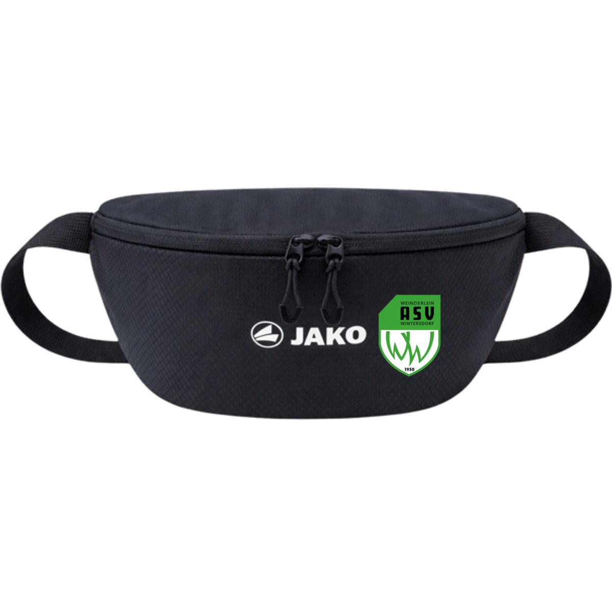 JAKO Malle Bauchtasche M1589 – ASV-Wappen neben JAKO-Logo Schwarz Vorderseite