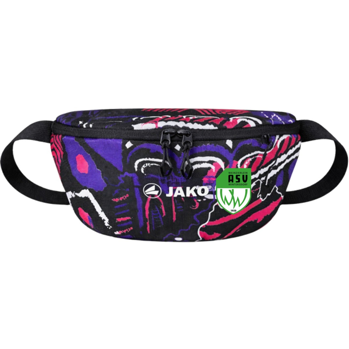 JAKO Malle Bauchtasche M1589 – ASV-Wappen neben JAKO-Logo Weiß/Pink Vorderseite