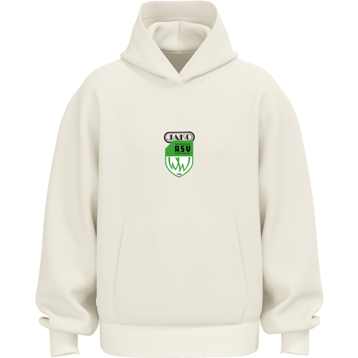 JAKO Wardrobe Bio-Kapuzensweat 6761 – ASV-Wappen exklusiv Off White Vorderseite