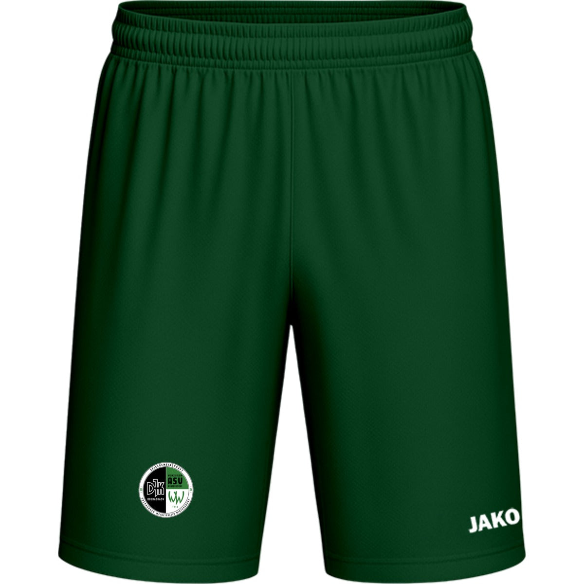 Sporthose Kids Manchester 2.0 Fußball Shorts gestalten 4400K – Vereinslogo am Bein Dunkelgrün Vorderseite