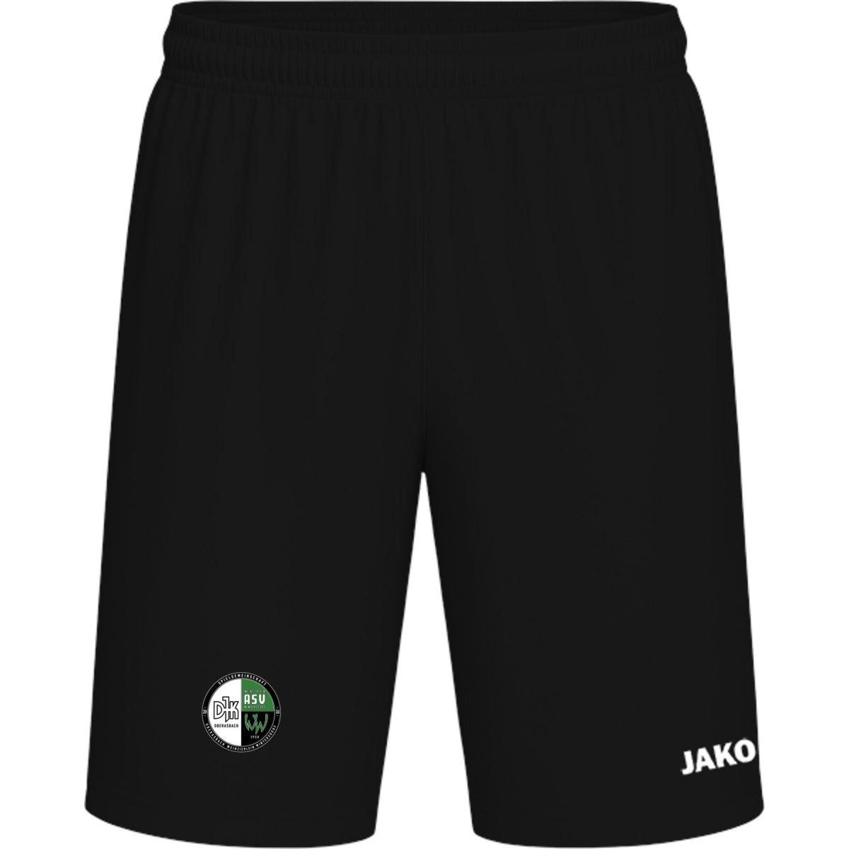 Sporthose Kids Manchester 2.0 Fußball Shorts gestalten 4400K – Vereinslogo am Bein Schwarz Vorderseite
