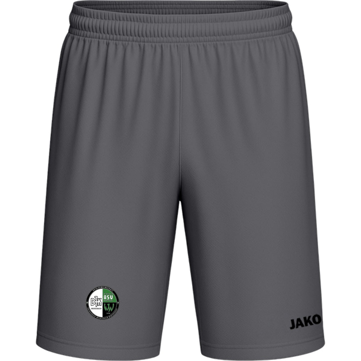 Sporthose Kids Manchester 2.0 Fußball Shorts gestalten 4400K – Vereinslogo am Bein Steingrau Vorderseite