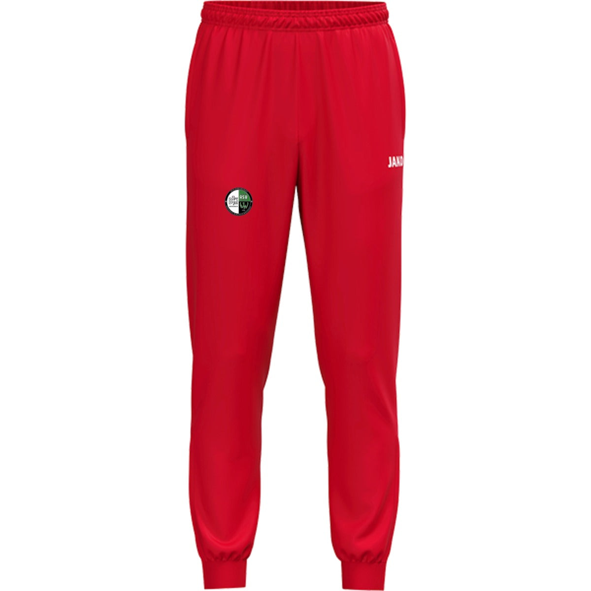 JAKO Kinder Polyesterhose One 9200K – Vereinslogo am Bein Rot Vorderseite