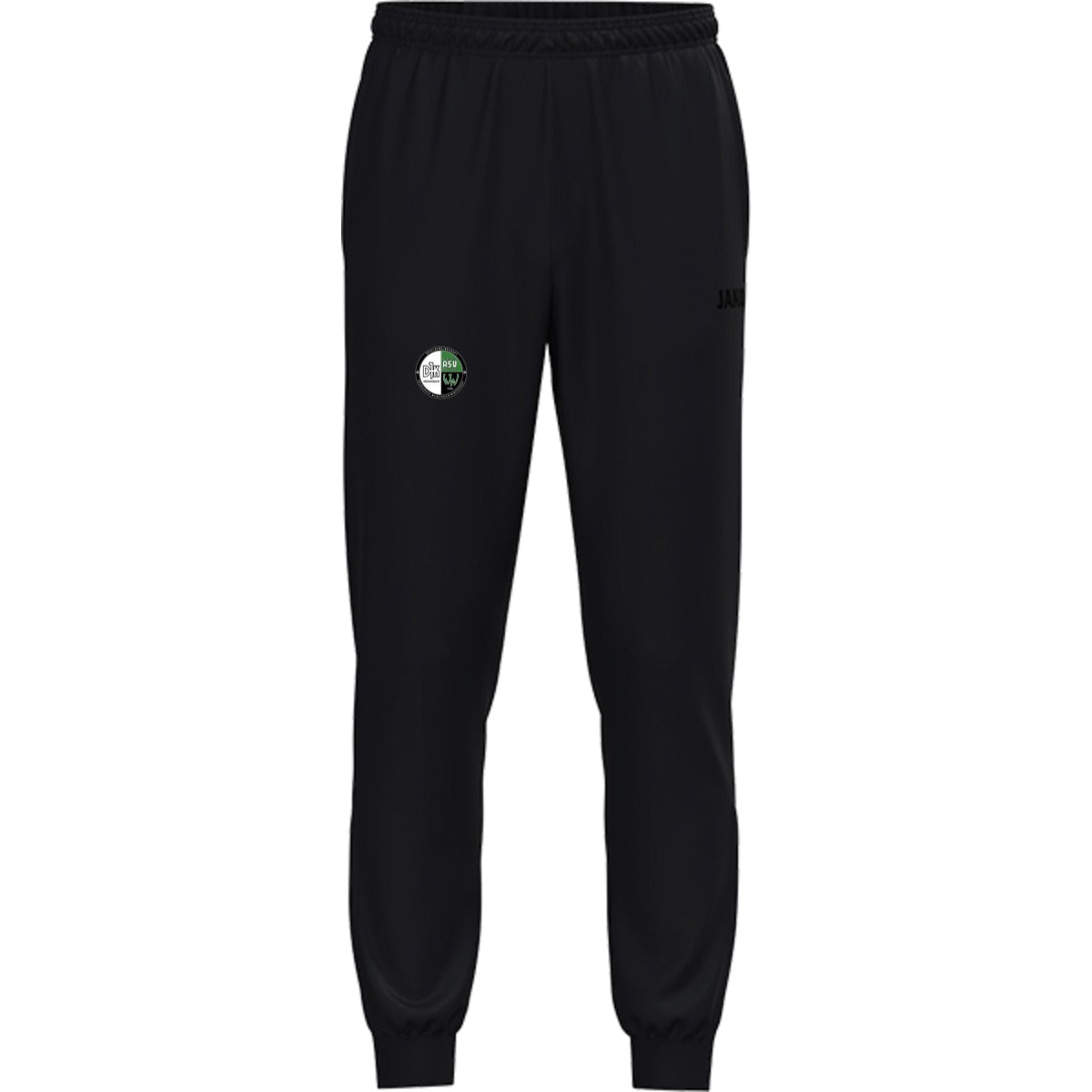 JAKO Kinder Polyesterhose One 9200K – Vereinslogo am Bein Schwarz/Schwarz Vorderseite